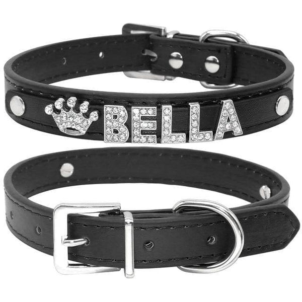 Load image into Gallery viewer, Bling rhinestone charm personalised collar black