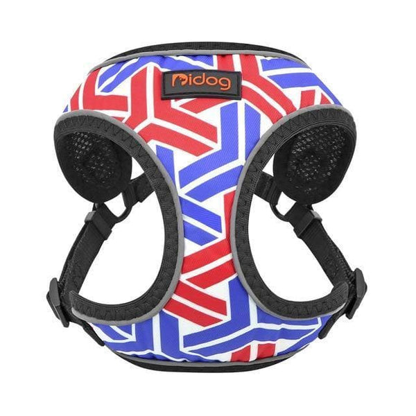 Load image into Gallery viewer, Dog harness with blue and red reflective and adjustable