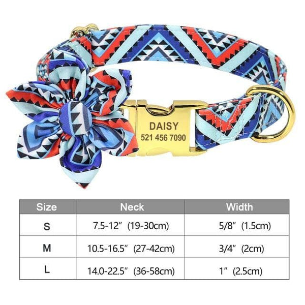 Load image into Gallery viewer, Personalised dog collar floral engraved name and phone number