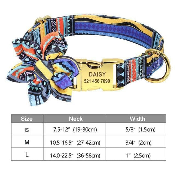 Load image into Gallery viewer, Personalised dog collar floral engraved name and phone number