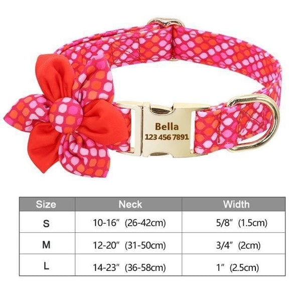 Load image into Gallery viewer, Personalised dog collar floral engraved name and phone number