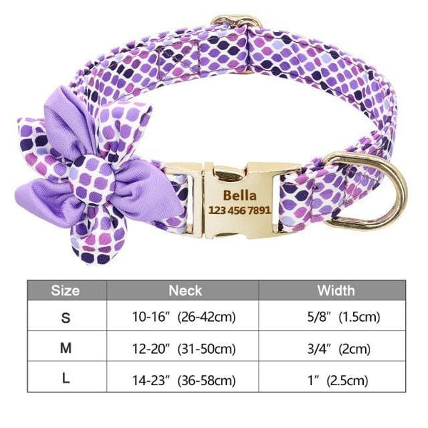 Load image into Gallery viewer, Personalised dog collar floral engraved name and phone number