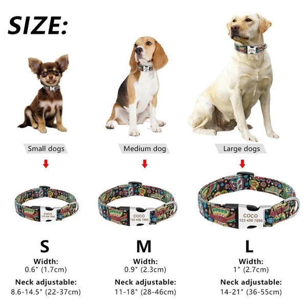Load image into Gallery viewer, personalised pet collar with engraving size guide
