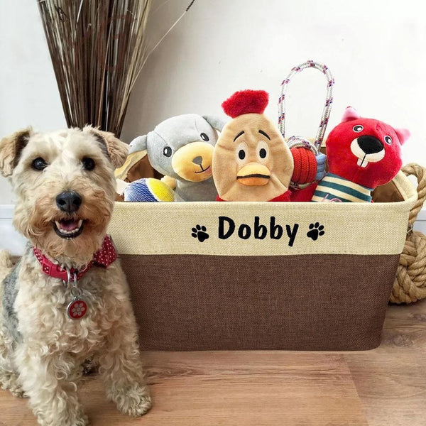 Load image into Gallery viewer, personalised pet toy storage box printed with name