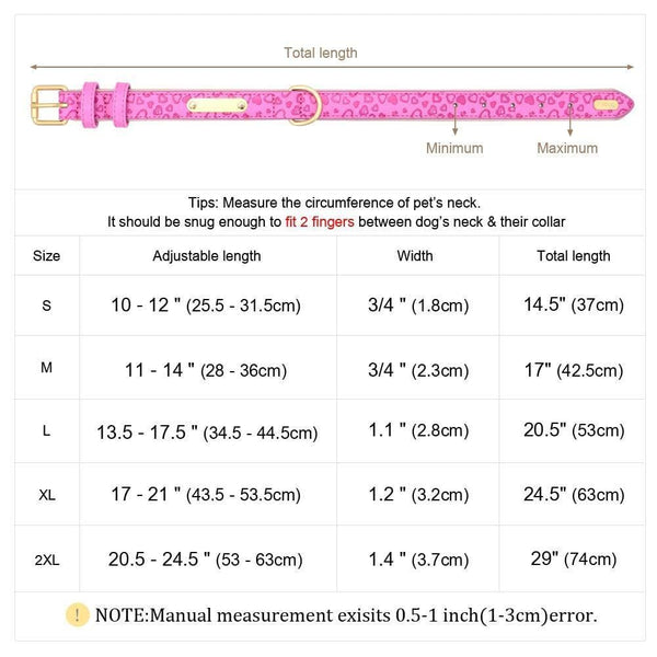 Load image into Gallery viewer, personalised pet collar with engraving size guide