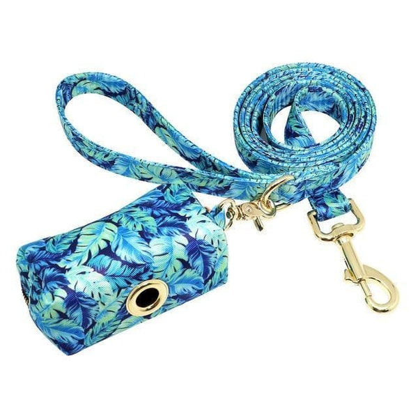 Load image into Gallery viewer, Floral dog leash and matching poo bag dispenser holder