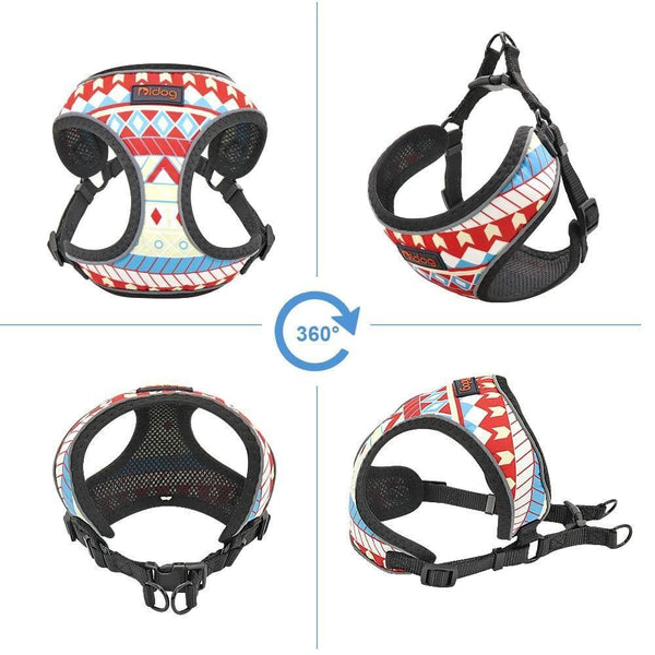 Load image into Gallery viewer, Dog harness with blue and red reflective and adjustable