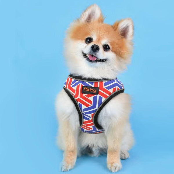 Load image into Gallery viewer, Dog harness with blue and red reflective and adjustable