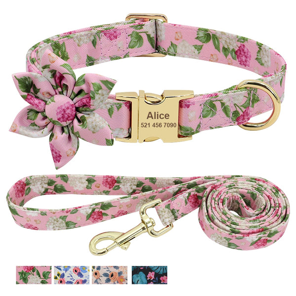 Load image into Gallery viewer, Floral Dream Flower - 2 Piece Set - Leash & Personalised Collar
