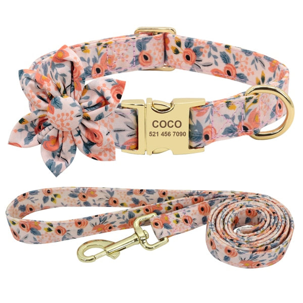 Load image into Gallery viewer, Floral Dream Flower - 2 Piece Set - Leash & Personalised Collar