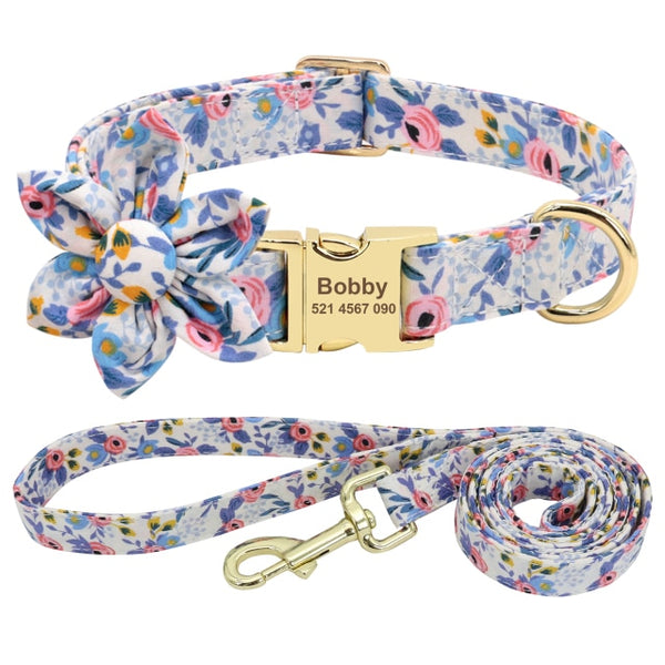 Load image into Gallery viewer, Floral Dream Flower - 2 Piece Set - Leash & Personalised Collar