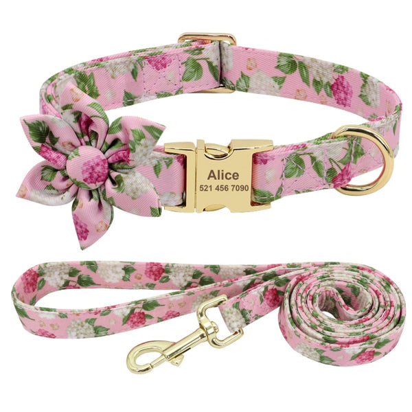 Load image into Gallery viewer, Floral Dream Flower - 2 Piece Set - Leash & Personalised Collar