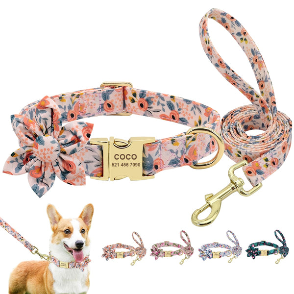 Load image into Gallery viewer, Floral Dream Flower - 2 Piece Set - Leash & Personalised Collar