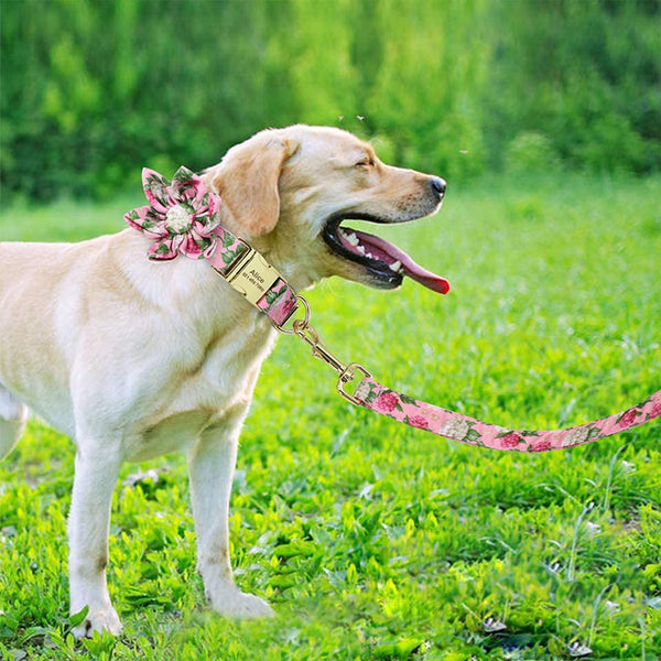 Load image into Gallery viewer, Floral Dream Flower - 2 Piece Set - Leash & Personalised Collar
