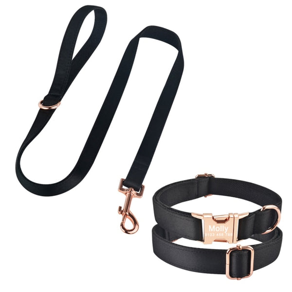 Load image into Gallery viewer, Black Rose - 2 Piece Set - Leash & Personalised Collar