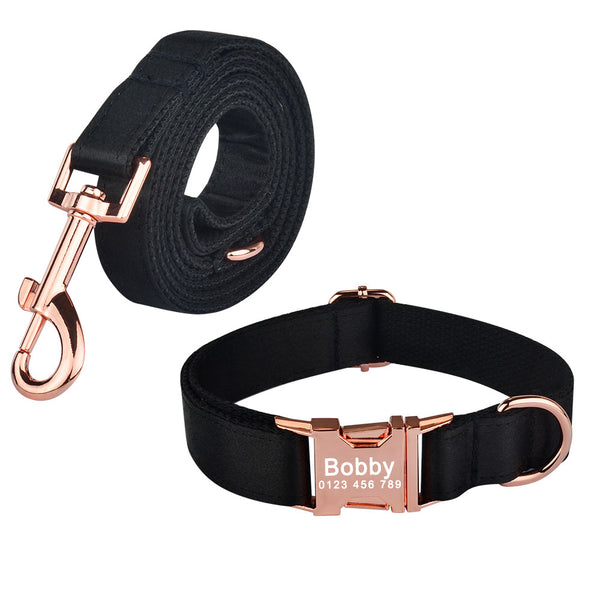 Load image into Gallery viewer, Black Rose - 2 Piece Set - Leash & Personalised Collar