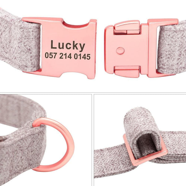 Load image into Gallery viewer, personalised dog collar and leash set with rose gold buckle