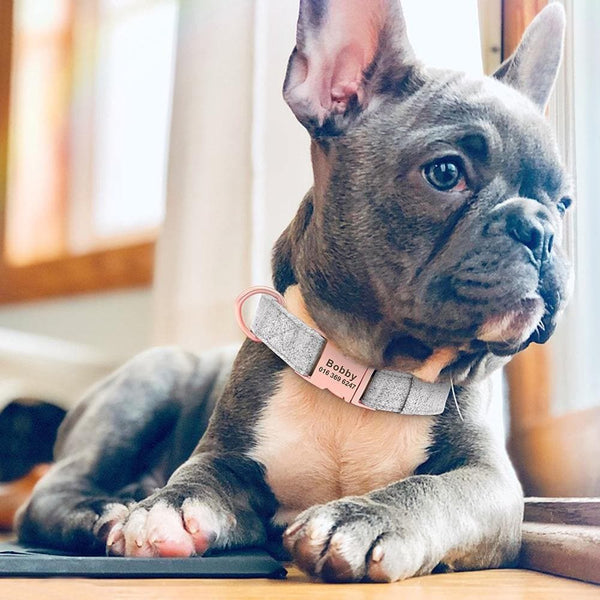 Load image into Gallery viewer, personalised dog collar and leash set with rose gold buckle