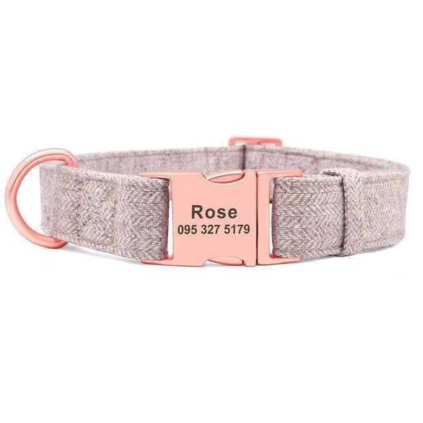 Load image into Gallery viewer, personalised dog collar with rose gold buckle