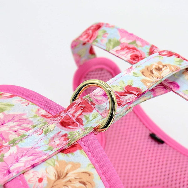 Load image into Gallery viewer, floral dog harness and matching leash set