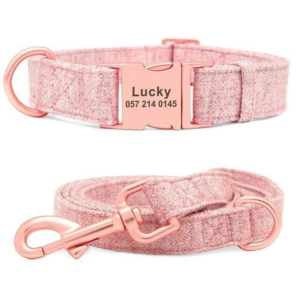 Load image into Gallery viewer, personalised dog collar and leash set with rose gold buckle