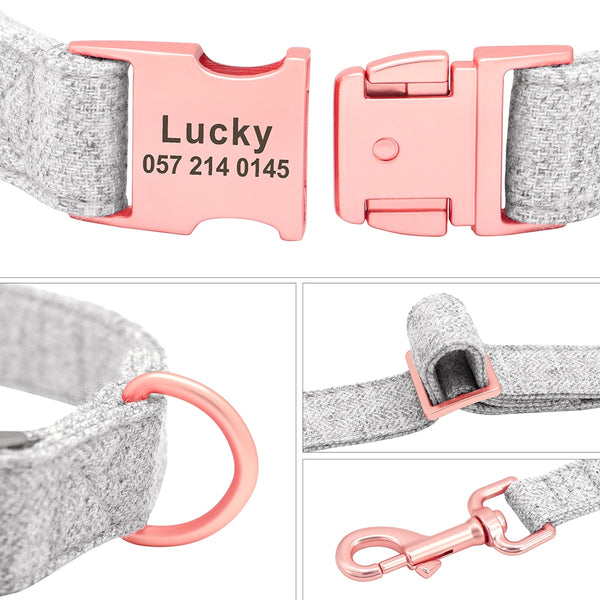 Load image into Gallery viewer, Houndstooth - 3 Piece Set - Leash, Poop Bag Holder & Personalised Collar
