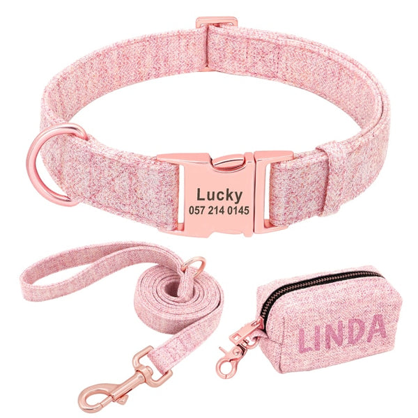 Load image into Gallery viewer, Houndstooth - 3 Piece Set - Leash, Poop Bag Holder & Personalised Collar