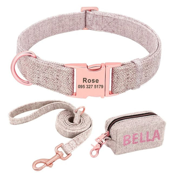 Load image into Gallery viewer, Houndstooth - 3 Piece Set - Leash, Poop Bag Holder & Personalised Collar