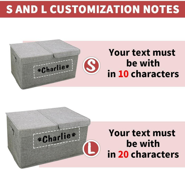 Load image into Gallery viewer, large dual compartment pet toy storage box personalised with name