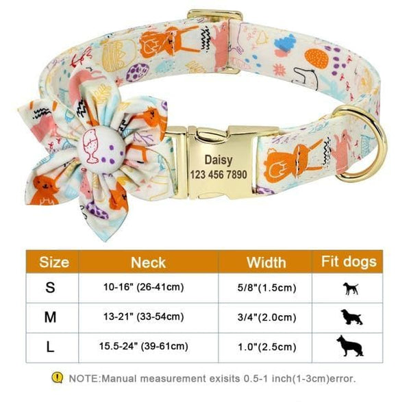 Load image into Gallery viewer, Personalised dog collar floral engraved name and phone number