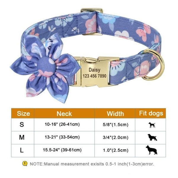 Load image into Gallery viewer, Personalised dog collar floral engraved name and phone number