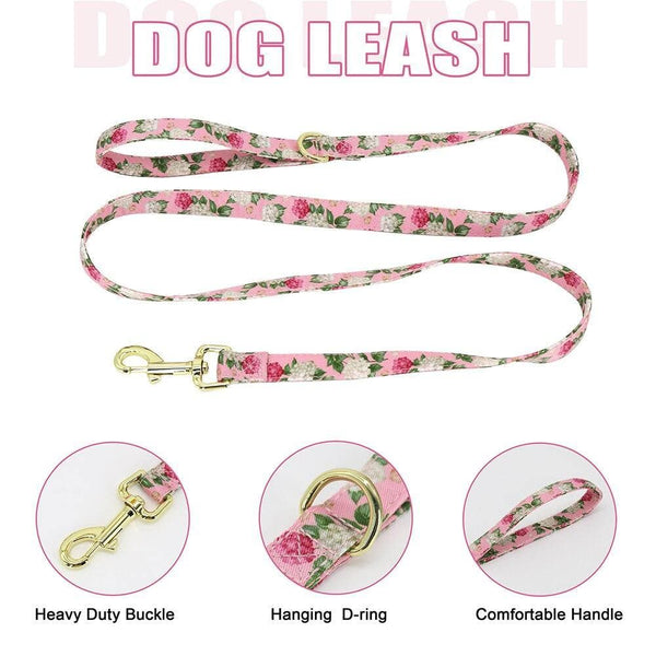 Load image into Gallery viewer, floral dog harness and leash set