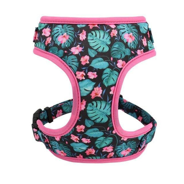 Load image into Gallery viewer, floral dog harness black and pink