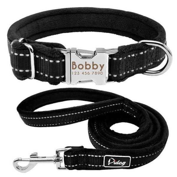 Load image into Gallery viewer, Personalised dog collar with engraving and matching leash set
