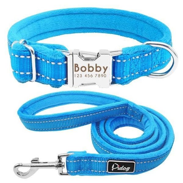 Load image into Gallery viewer, Personalised dog collar with engraving and matching leash set
