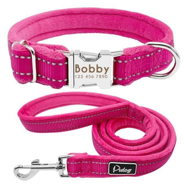 Load image into Gallery viewer, Personalised dog collar with engraving and matching leash set