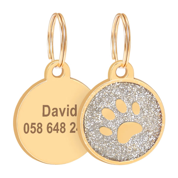 Load image into Gallery viewer, Gold Paw Pet Tag - Personalised Engraving

