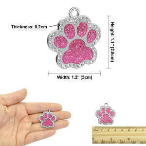 Glitter Paw Rhinestone Pet Tag - Personalised Engraving