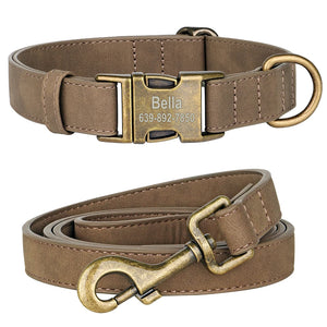 Vintage Bronzed - 2 Piece Set - Leash & Personalised Collar