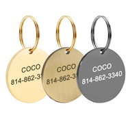 Classy Plain Jane Round Pet Tag - Personalised Engraving