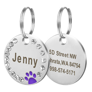 Colour Paw Pet Tag - Personalised Engraving