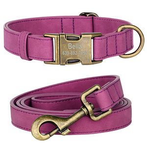Vintage Bronzed - 2 Piece Set - Leash & Personalised Collar
