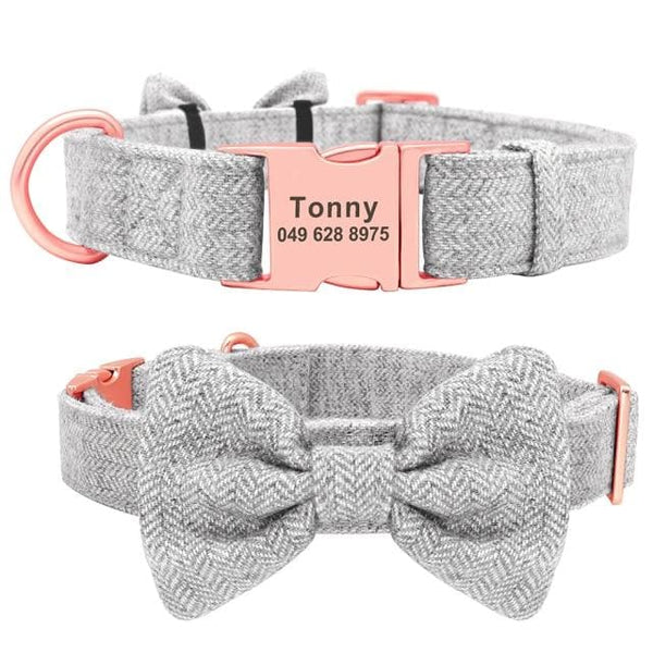Load image into Gallery viewer, Houndstooth Bow Tie - Personalised Collar
