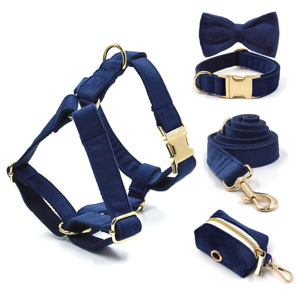 Load image into Gallery viewer, Luxury Velvet Crush Navy - Personalised Harness
