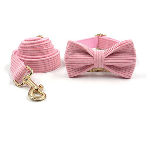 Corduroy Crush Baby Pink - Leash, Poop Bag Holder & Personalised Collar