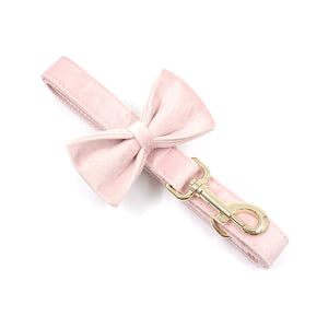 Luxury Velvet Crush Pale Pink - Leash, Poop Bag Holder & Personalised Collar