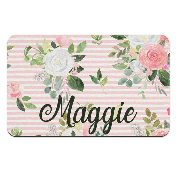 Load image into Gallery viewer, Floral Stripe Pet Food Mat - Personalised
