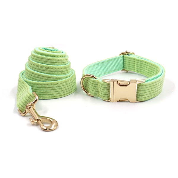 Load image into Gallery viewer, Corduroy Crush Lime - Leash, Poop Bag Holder &amp; Personalised Collar
