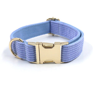 Corduroy Crush Blue - Leash, Poop Bag Holder & Personalised Collar