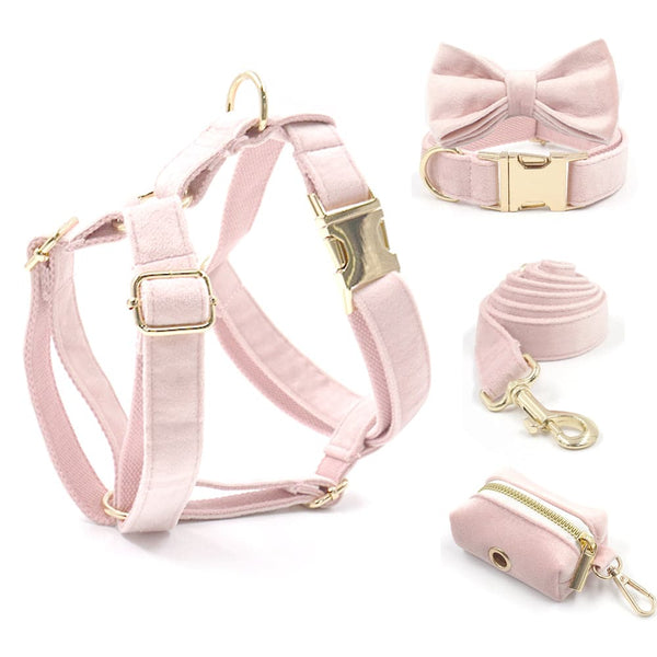 Load image into Gallery viewer, Luxury Velvet Crush Pale Pink - Personalised Harness

